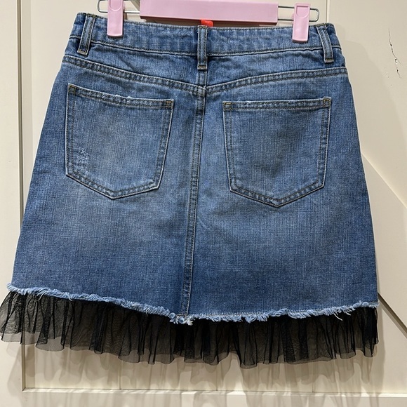 Chelsea & Violet denim skirt with black lace at the bottom. - Picture 4 of 4